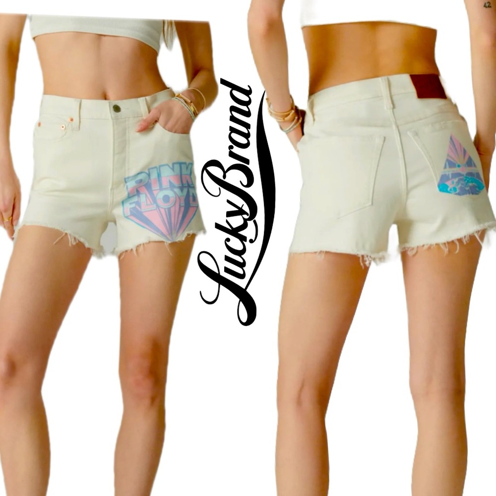 Lucky Brand High Waist PINK FLOYD Denim Mom Shorts - Size 10 Size 30